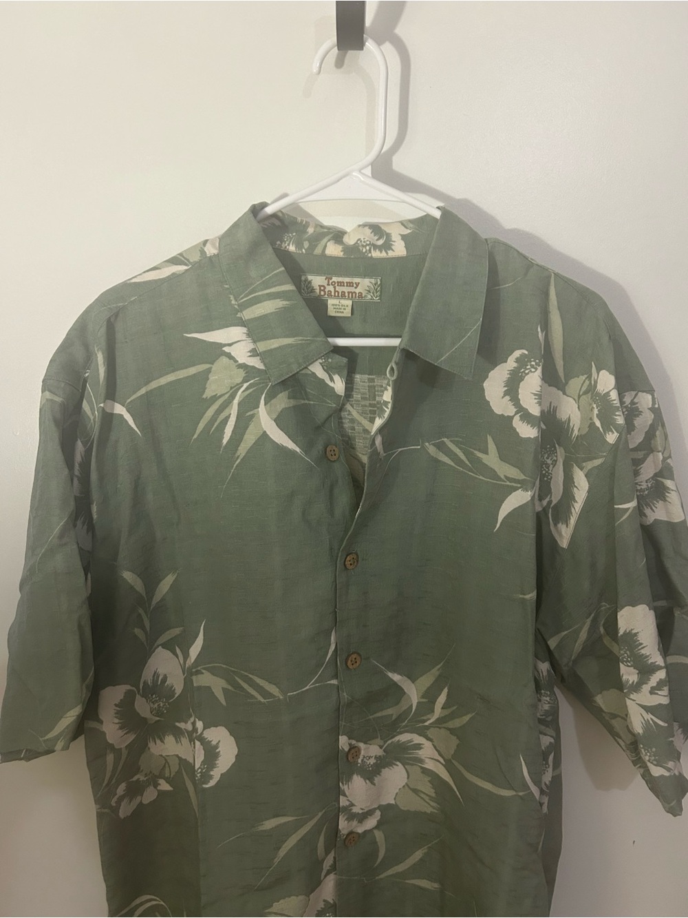 Tommy Bahama Sage Green Floral Camp Shirt